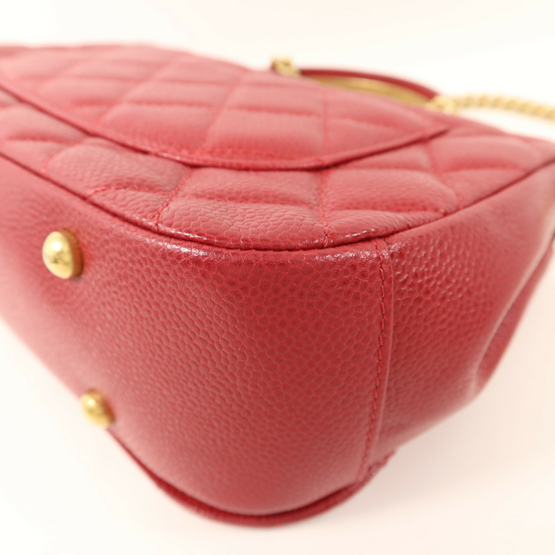 CHANEL 牛皮皮革Top Handle金扣鏈帶手挽肩背兩用袋-16