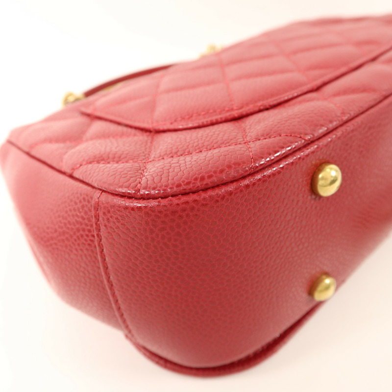 CHANEL 牛皮皮革Top Handle金扣鏈帶手挽肩背兩用袋-17