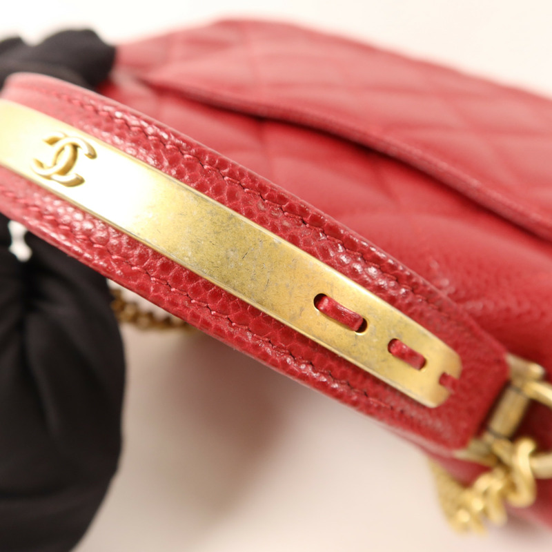 CHANEL 牛皮皮革Top Handle金扣鏈帶手挽肩背兩用袋-18