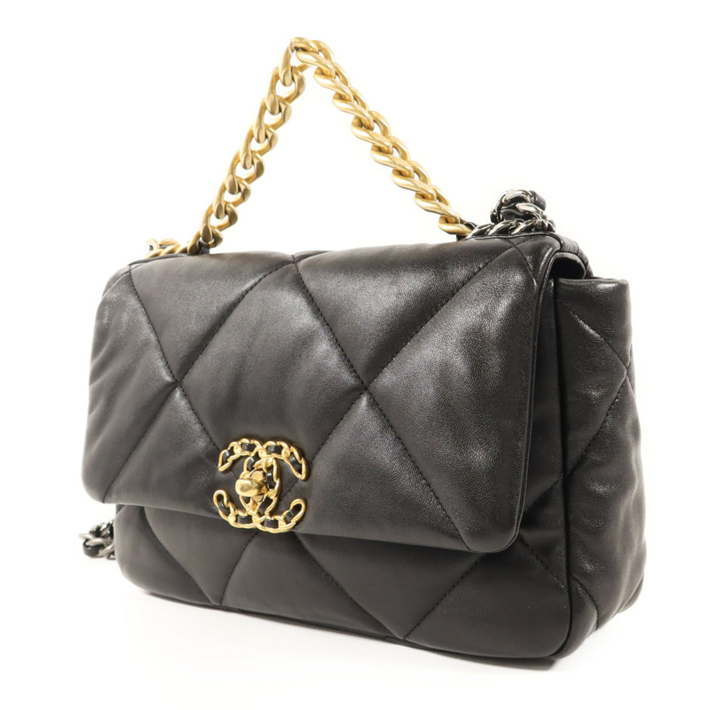 CHANEL 羊皮皮革Chanel 19 Small金扣手挽肩背兩用袋-2