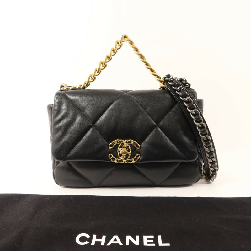 CHANEL 羊皮皮革Chanel 19 Small金扣手挽肩背兩用袋-8