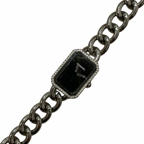 CHANEL 香奈兒 H3252 PREMIERE 鑽石方糖錶 首映錶 黑色錶盤 銀色