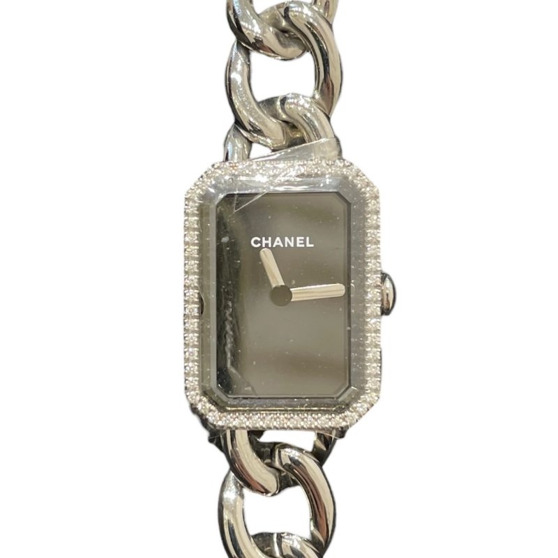 CHANEL 香奈兒 H3252 PREMIERE 鑽石方糖錶 首映錶 黑色錶盤 銀色-1
