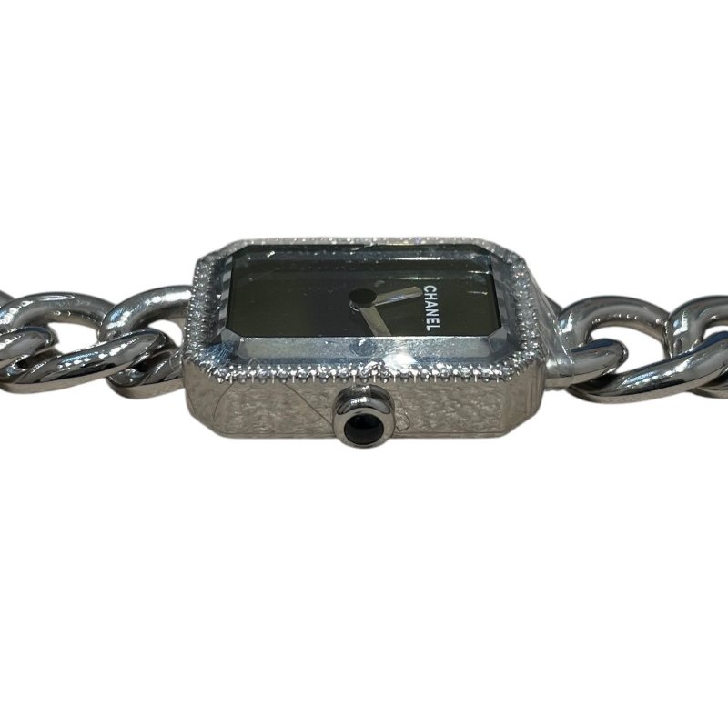 CHANEL 香奈兒 H3252 PREMIERE 鑽石方糖錶 首映錶 黑色錶盤 銀色-5