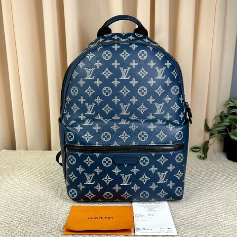 LV路易威登藍色阿波羅老花書包雙肩包 經典老花 容量很大 通勤旅行都ok