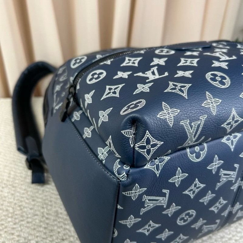 LV路易威登藍色阿波羅老花書包雙肩包 經典老花 容量很大 通勤旅行都ok-7