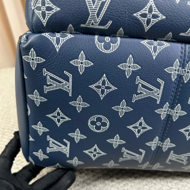 LV路易威登藍色阿波羅老花書包雙肩包 經典老花 容量很大 通勤旅行都ok-9