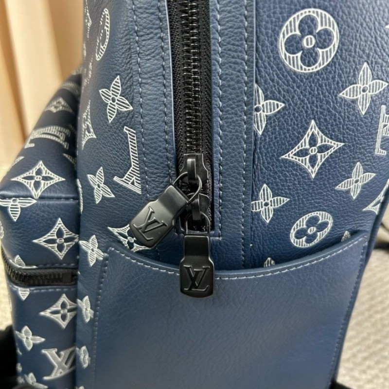 LV路易威登藍色阿波羅老花書包雙肩包 經典老花 容量很大 通勤旅行都ok-14