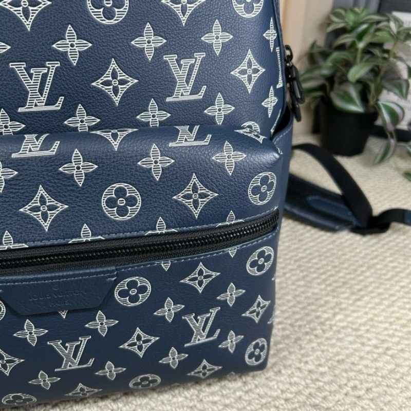 LV路易威登藍色阿波羅老花書包雙肩包 經典老花 容量很大 通勤旅行都ok-15