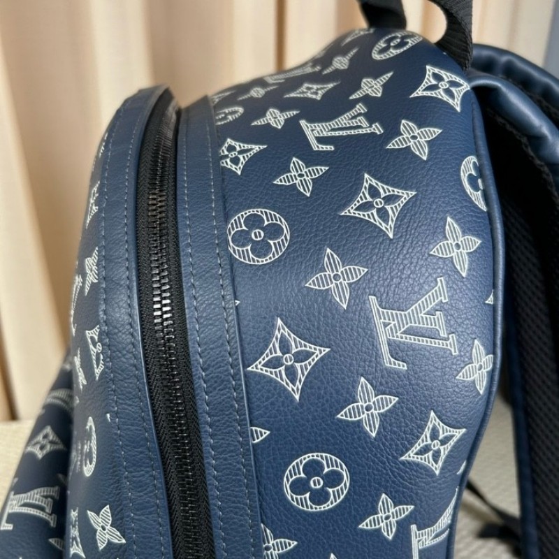 LV路易威登藍色阿波羅老花書包雙肩包 經典老花 容量很大 通勤旅行都ok-16