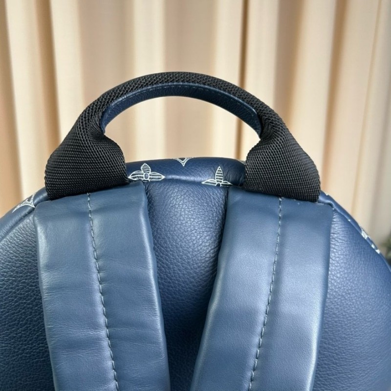 LV路易威登藍色阿波羅老花書包雙肩包 經典老花 容量很大 通勤旅行都ok-18