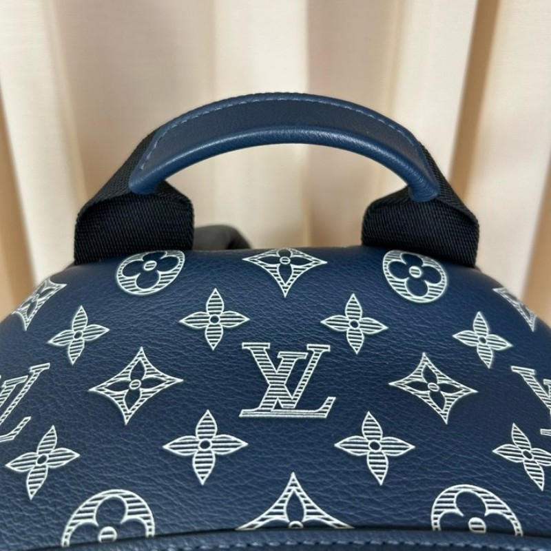 LV路易威登藍色阿波羅老花書包雙肩包 經典老花 容量很大 通勤旅行都ok-20