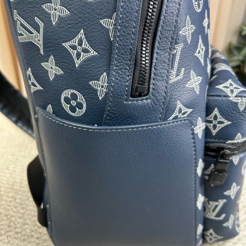 LV路易威登藍色阿波羅老花書包雙肩包 經典老花 容量很大 通勤旅行都ok-22