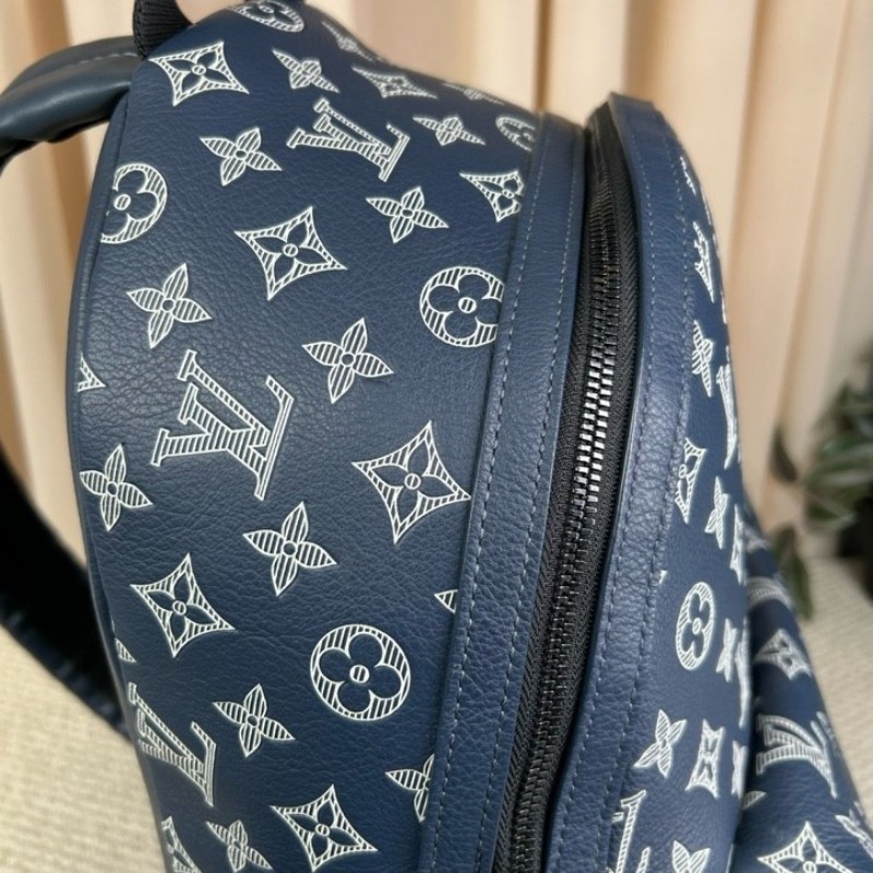 LV路易威登藍色阿波羅老花書包雙肩包 經典老花 容量很大 通勤旅行都ok-23