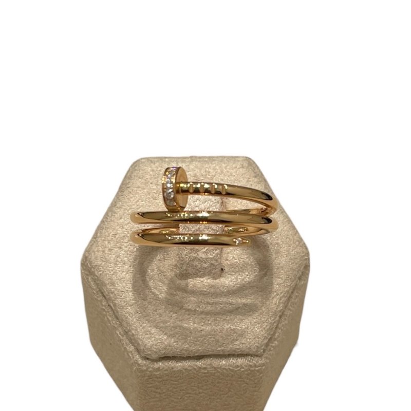 CARTIER 卡地亞 JUSTE UN CLOU 三環戒指 鑽石 K18PG 55碼-0