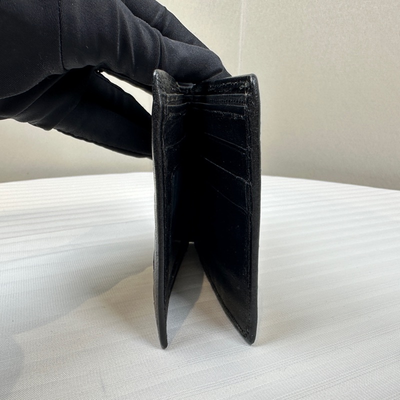 Bottega Veneta BV 黑色編織牛皮錢包 短款雙折皮夾10.5x1x9.5cm-5