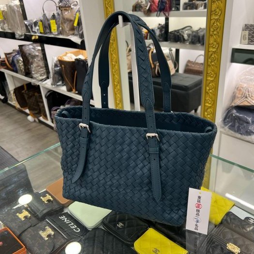東區正精品㊣Bottega Veneta BV 藍綠色全皮編織手提包肩背包 RZ4274-1