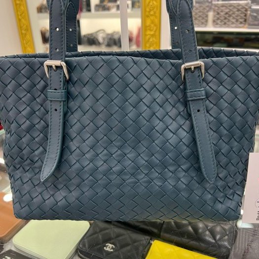 東區正精品㊣Bottega Veneta BV 藍綠色全皮編織手提包肩背包 RZ4274-6