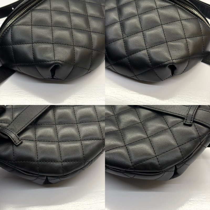 CHANEL 香奈兒 黑色菱格紋牛皮腰包 UNIFORM BUMBAG NO.31 （無卡）-4