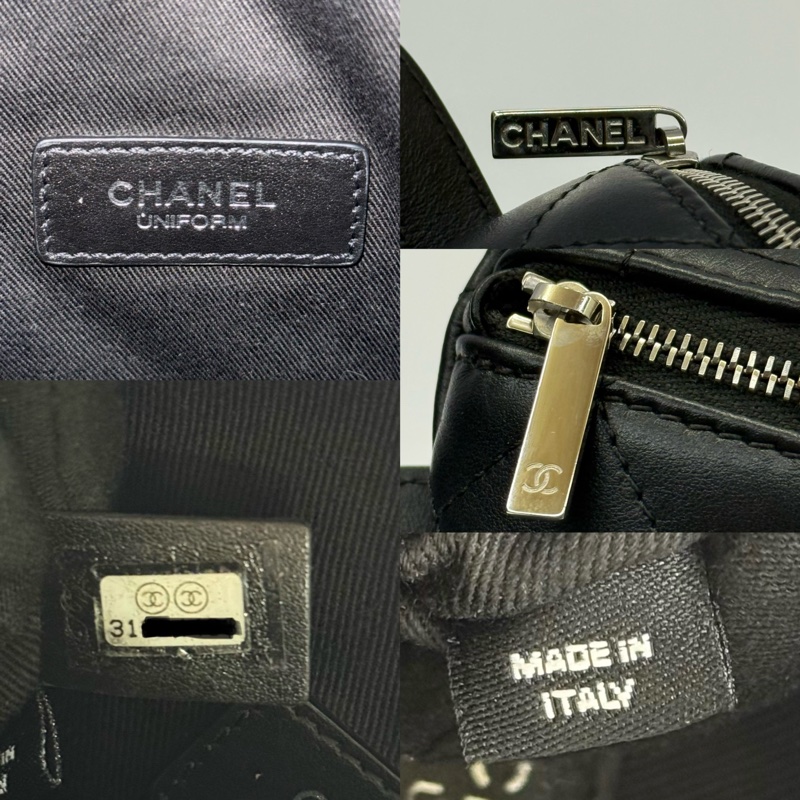 CHANEL 香奈兒 黑色菱格紋牛皮腰包 UNIFORM BUMBAG NO.31 （無卡）-7
