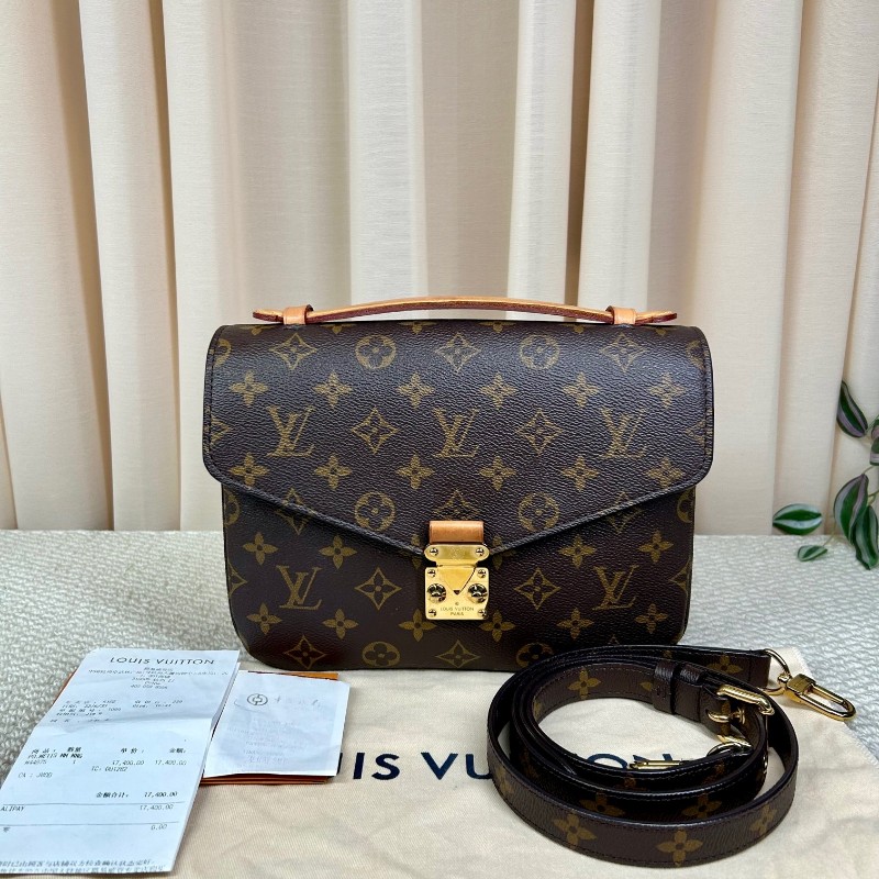 LV路易威登老花郵差包 經典Monogram配色 金色五金，肩帶可調節 單肩斜挎手提都ok 日常百搭容量實用-5