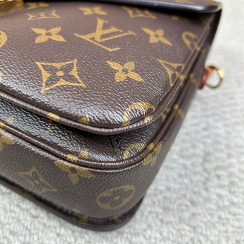 LV路易威登老花郵差包 經典Monogram配色 金色五金，肩帶可調節 單肩斜挎手提都ok 日常百搭容量實用-9