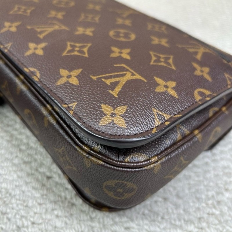 LV路易威登老花郵差包 經典Monogram配色 金色五金，肩帶可調節 單肩斜挎手提都ok 日常百搭容量實用-10