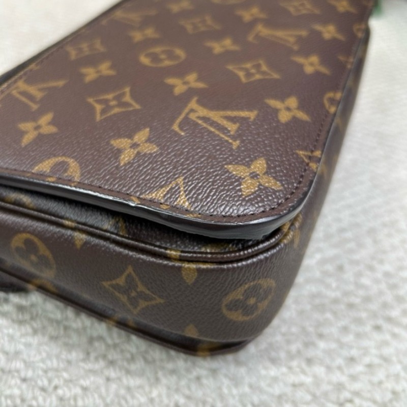 LV路易威登老花郵差包 經典Monogram配色 金色五金，肩帶可調節 單肩斜挎手提都ok 日常百搭容量實用-11