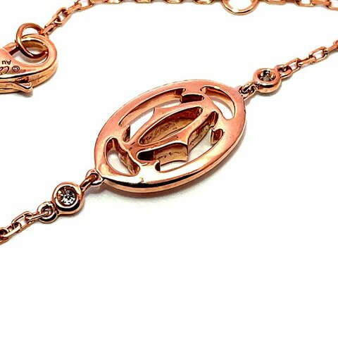 ＊奢華大道國際精品＊【J1194】CARTIER 卡地亞 DOUBLE C 18K玫瑰金鑽石手鍊 B6038000