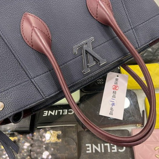 東區正精品㊣LV LOUIS VUITTON M54842 藍色全皮拼酒紅色雙色手提包肩背包 RZ4273-5