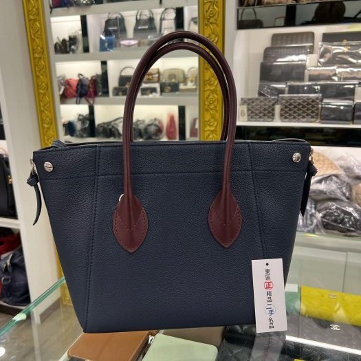 東區正精品㊣LV LOUIS VUITTON M54842 藍色全皮拼酒紅色雙色手提包肩背包 RZ4273-8