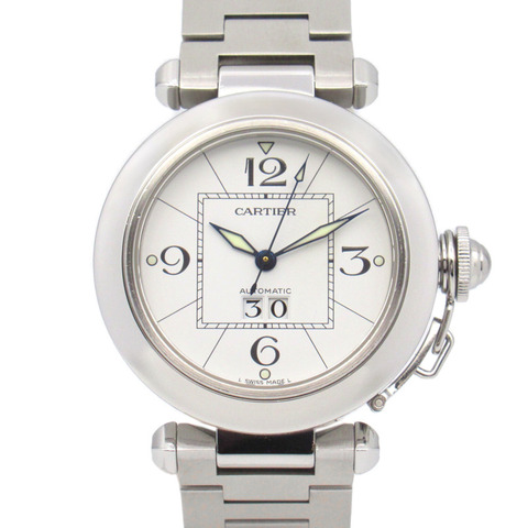 白色錶盤 不鏽鋼 Pasha C Big Date 腕錶【Cartier 卡地亞】 W31055M7