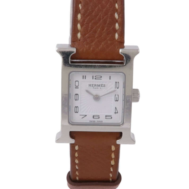 白色錶盤 棕色皮帶 Heure H 腕錶【HERMES 愛馬仕】 HH1.110-1