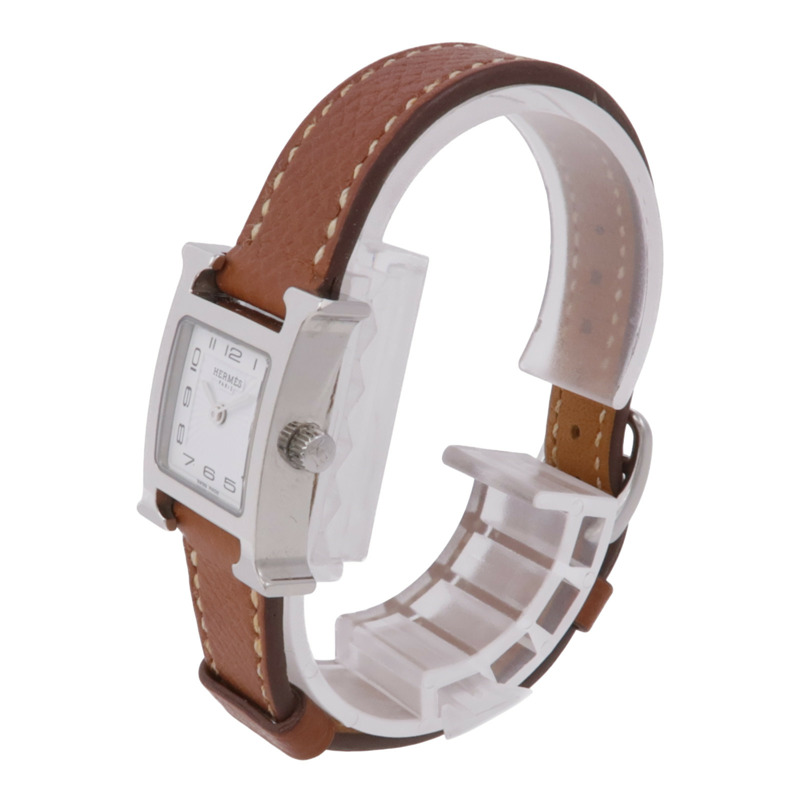 白色錶盤 棕色皮帶 Heure H 腕錶【HERMES 愛馬仕】 HH1.110-2