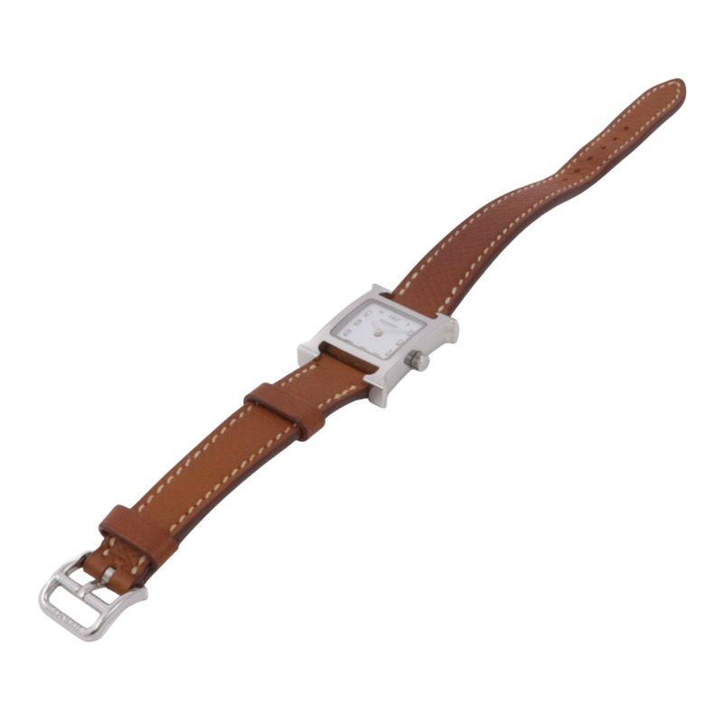 白色錶盤 棕色皮帶 Heure H 腕錶【HERMES 愛馬仕】 HH1.110-7