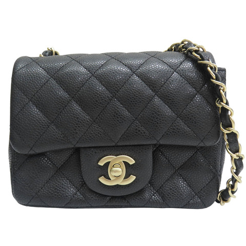 黑色 菱格紋 荔枝牛皮 Mini Coco 鏈帶 肩背包 金釦【CHANEL 香奈兒】 A35200