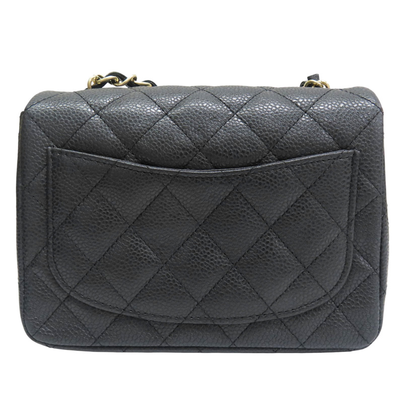 黑色 菱格紋 荔枝牛皮 Mini Coco 鏈帶 肩背包 金釦【CHANEL 香奈兒】 A35200-1