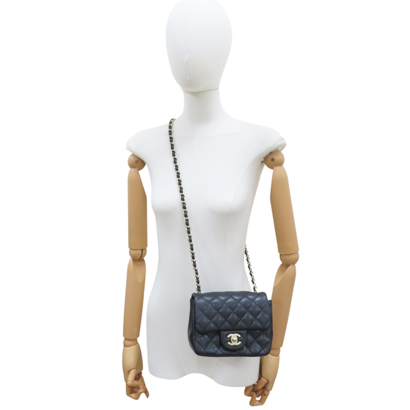 黑色 菱格紋 荔枝牛皮 Mini Coco 鏈帶 肩背包 金釦【CHANEL 香奈兒】 A35200-8