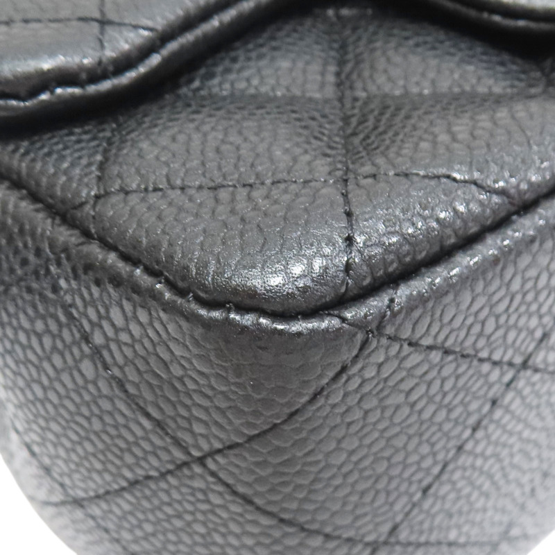 黑色 菱格紋 荔枝牛皮 Mini Coco 鏈帶 肩背包 金釦【CHANEL 香奈兒】 A35200-9