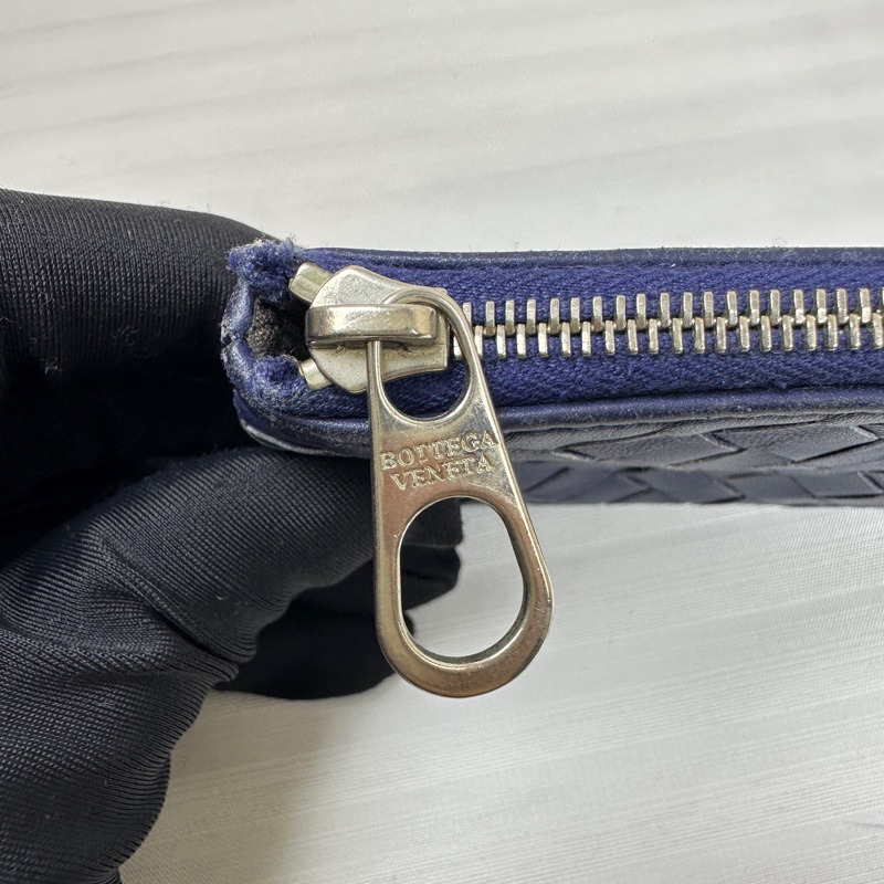 Bottega Veneta BV藍色牛皮編織鑰匙包 零錢包12.5x1x7cm-7