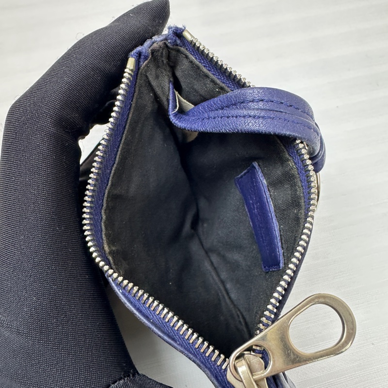 Bottega Veneta BV藍色牛皮編織鑰匙包 零錢包12.5x1x7cm-8