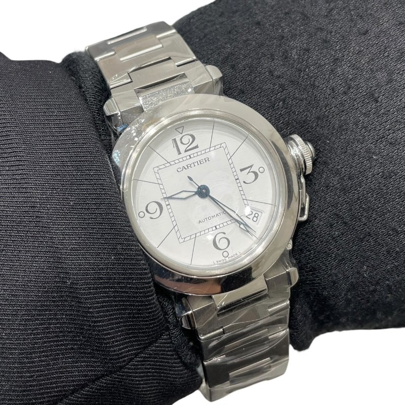 CARTIER 卡地亞 PASHA DE CARTIER 35mm 自動機械表 不鏽鋼 白色錶盤-6