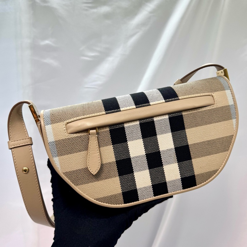 Burberry 經典格紋帆布單肩包 米棕色 （8052288）-1
