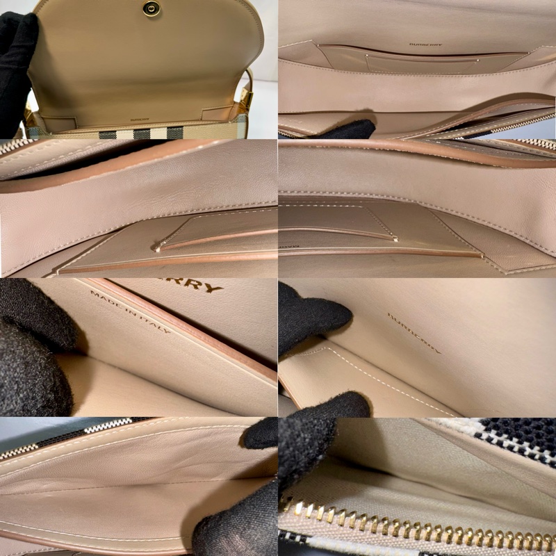 Burberry 經典格紋帆布單肩包 米棕色 （8052288）-4