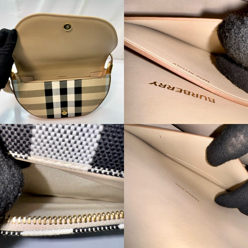 Burberry 經典格紋帆布單肩包 米棕色 （8052288）-5