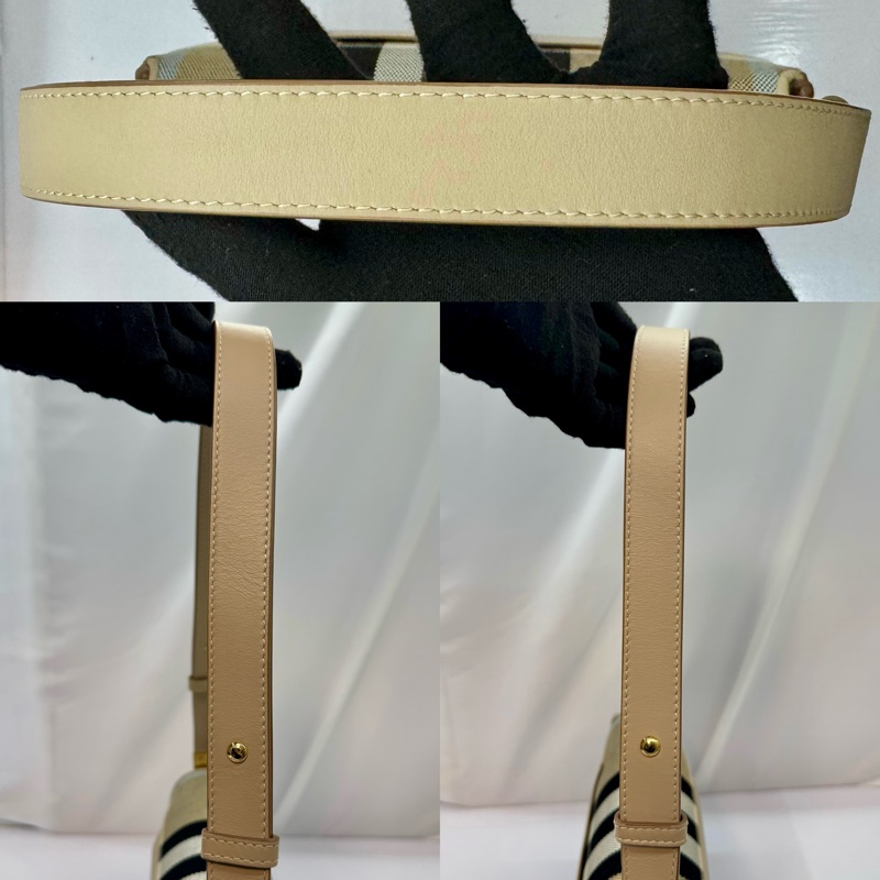 Burberry 經典格紋帆布單肩包 米棕色 （8052288）-7