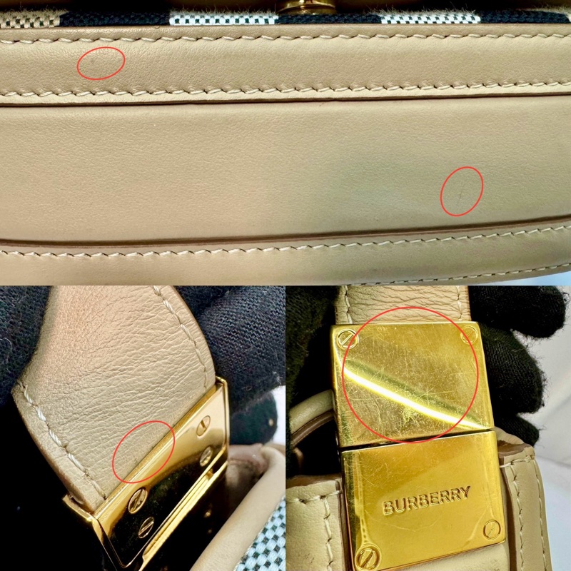 Burberry 經典格紋帆布單肩包 米棕色 （8052288）-9