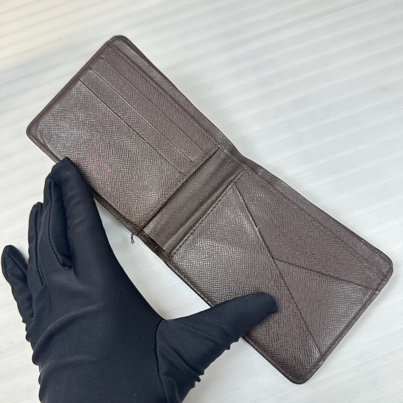 路易威登/Louis Vuitton 棕色塗層帆布棋盤格錢包 雙折短夾11.5x1x9cm-2