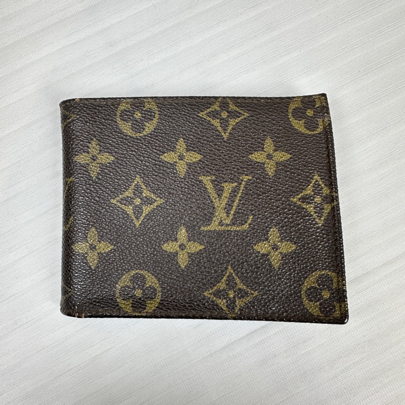 路易威登/Louis Vuitton Vintage棕色涂层帆布老花錢包 中古雙折短夾12x1x10cm-0