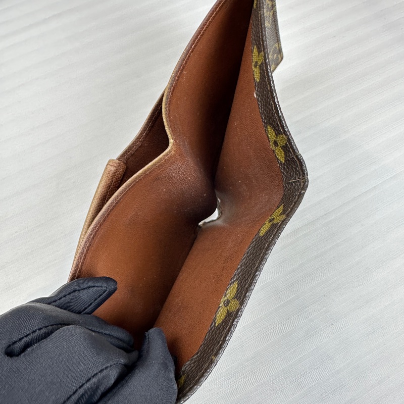 路易威登/Louis Vuitton Vintage棕色涂层帆布老花錢包 中古雙折短夾12x1x10cm-9